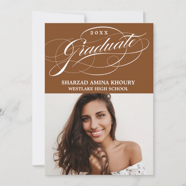 TARJETA DE INVITACIÓN DE GRADUACIÓN FIESTAS SCRIPT (Anverso)
