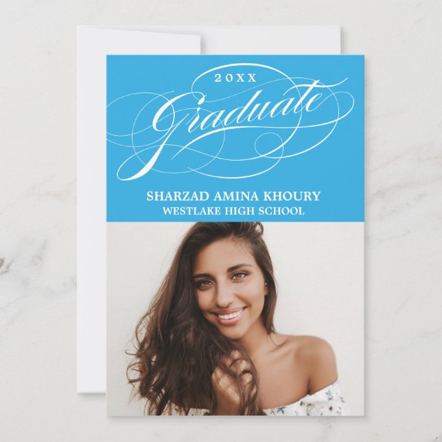 TARJETA DE INVITACIÓN DE GRADUACIÓN FIESTAS SCRIPT (Anverso)