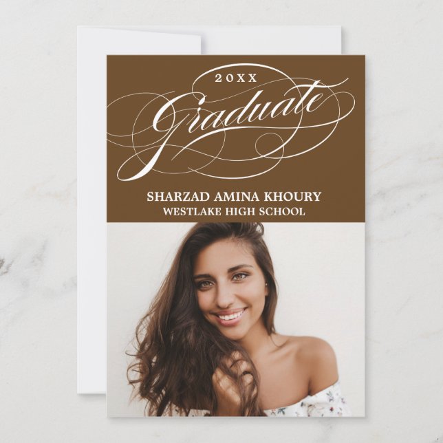 TARJETA DE INVITACIÓN DE GRADUACIÓN FIESTAS SCRIPT (Anverso)