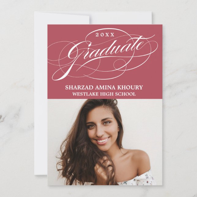 TARJETA DE INVITACIÓN DE GRADUACIÓN FIESTAS SCRIPT (Anverso)