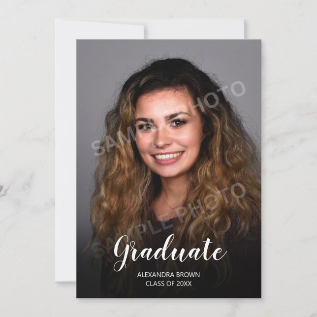 Tarjeta de Invitación de graduación fotográfica az (Anverso)