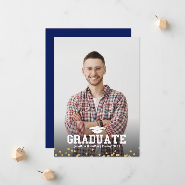 Tarjeta de Invitación de graduación fotográfica de (Anverso/Reverso In Situ)