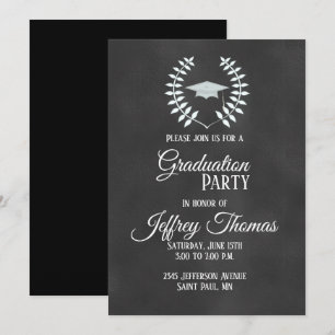 Tarjeta de Invitación de Graduación Gorra y Hojas