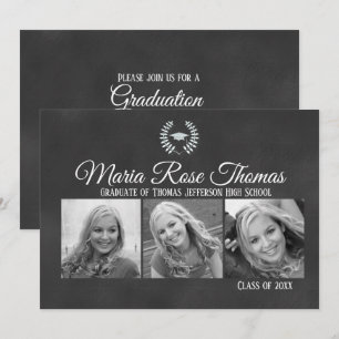 Tarjeta de Invitación de Graduación Gorra y Hojas