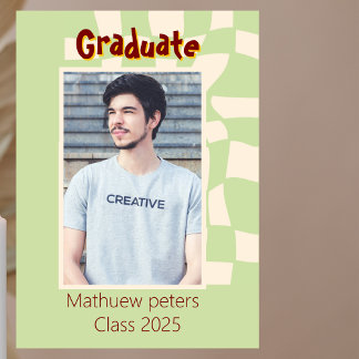 Tarjeta de Invitación de Graduación Retro Duo-Tone