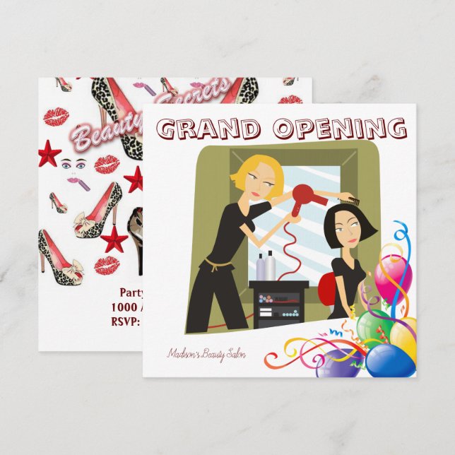 Tarjeta de Invitación de Gran Apertura de Salón de (Anverso / Reverso)