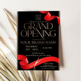 Tarjeta de Invitación de Gran Apertura Negra Moder