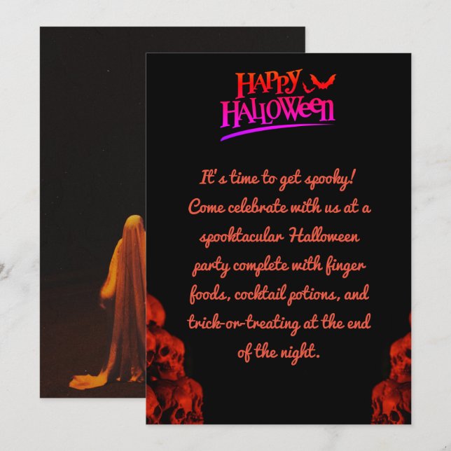 Tarjeta de invitación de Halloween (Anverso / Reverso)