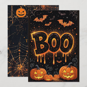 Tarjeta de invitación de Halloween con calabazas l