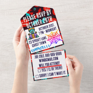 ¡Tarjeta de Invitación de Halloween con Diseño Roj