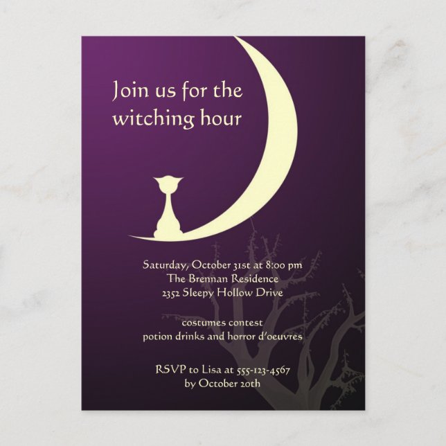 Tarjeta de invitación de Halloween con fantasía so (Anverso)