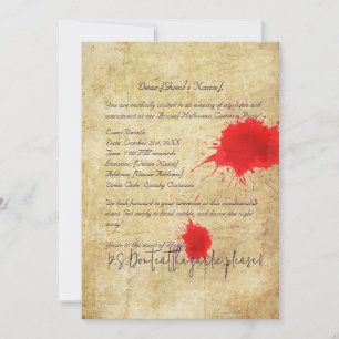 Tarjeta de invitación de Halloween con sangre