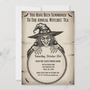 Tarjeta de invitación de Halloween de época Bruj