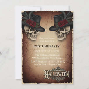 Tarjeta de invitación de Halloween de época Cala