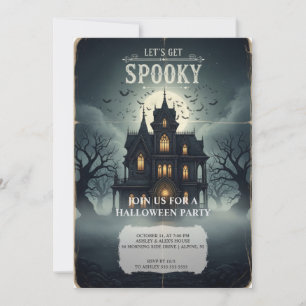Tarjeta de invitación de Halloween de la casa embr