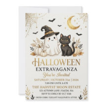 Tarjeta de invitación de Halloween de lujo en negr