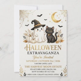 Tarjeta de invitación de Halloween de lujo en negr