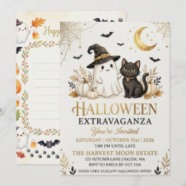 Tarjeta de invitación de Halloween de lujo en negr