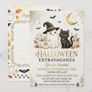 Tarjeta de invitación de Halloween de lujo en negr