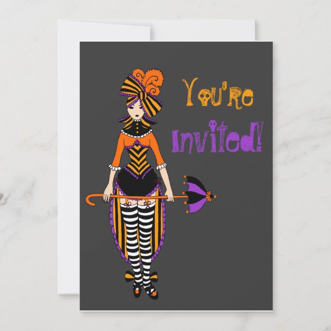 Tarjeta de invitación de Halloween del oscuro circ (Anverso)