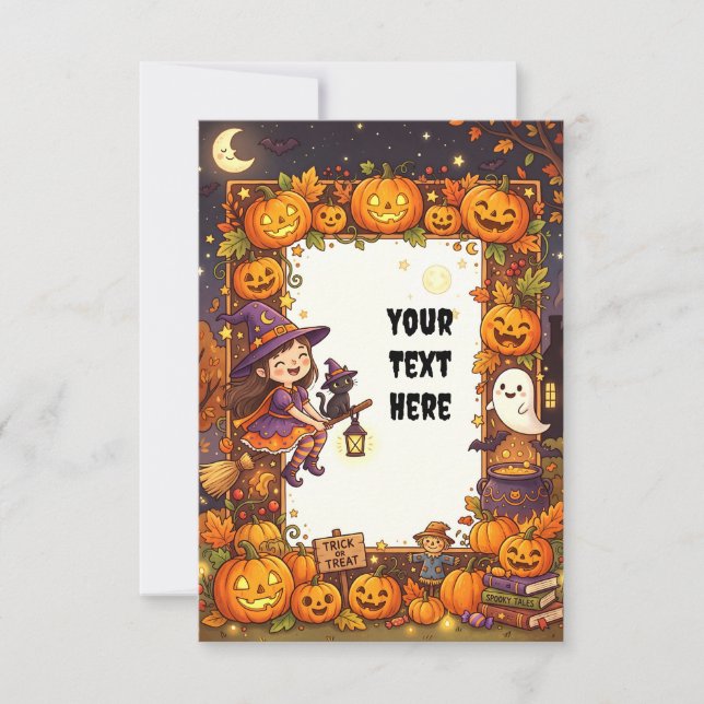 Tarjeta de Invitación de Halloween en Blanco 2026  (Anverso)