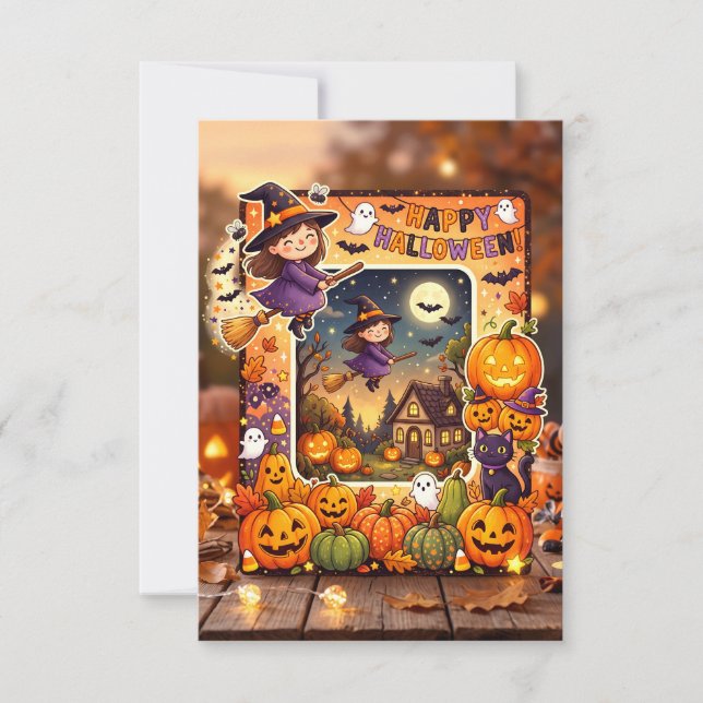Tarjeta de Invitación de Halloween en Blanco 2026  (Anverso)