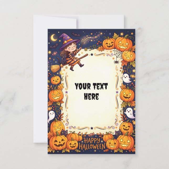 Tarjeta de Invitación de Halloween en Blanco 2026  (Anverso)