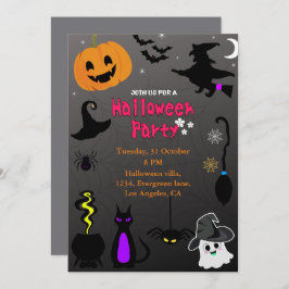Tarjeta de invitación de Halloween encantada