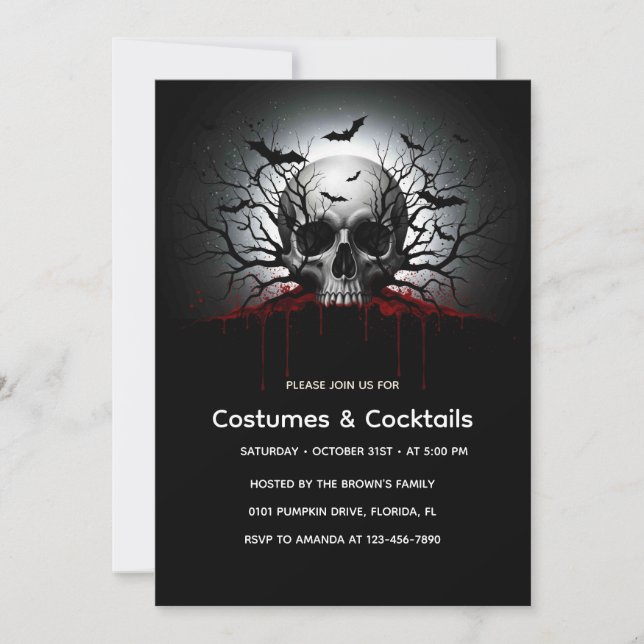 Tarjeta de invitación de Halloween gótica oscura | (Anverso)