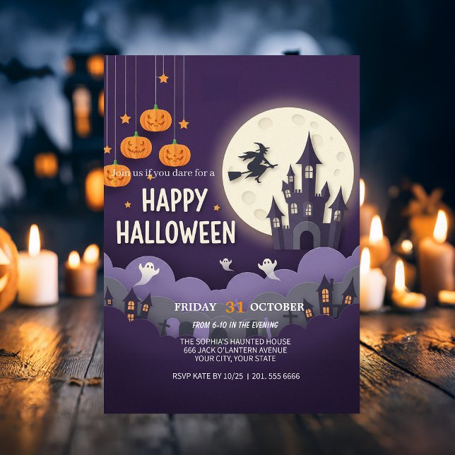Tarjeta de invitación de Halloween para cementerio (Subido por el creador)