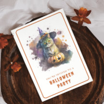 Tarjeta de invitación de Halloween para Gato de co