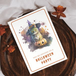 Tarjeta de invitación de Halloween para Gato de co