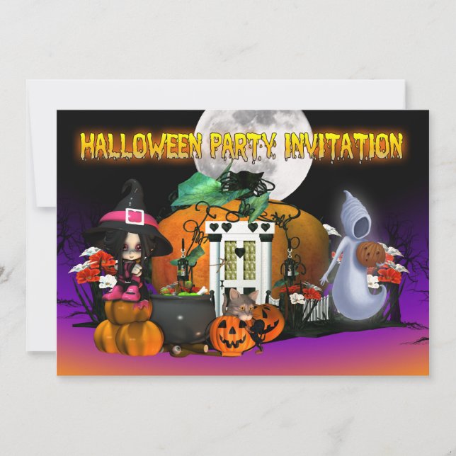 Tarjeta de invitación de Halloween - Personalizado (Anverso)