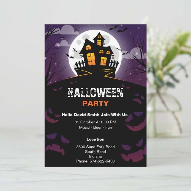 Tarjeta de invitación de Halloween Personalizado m (Anverso de pie)