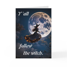 Tarjeta de invitación de Halloween Sigue a la Bruj