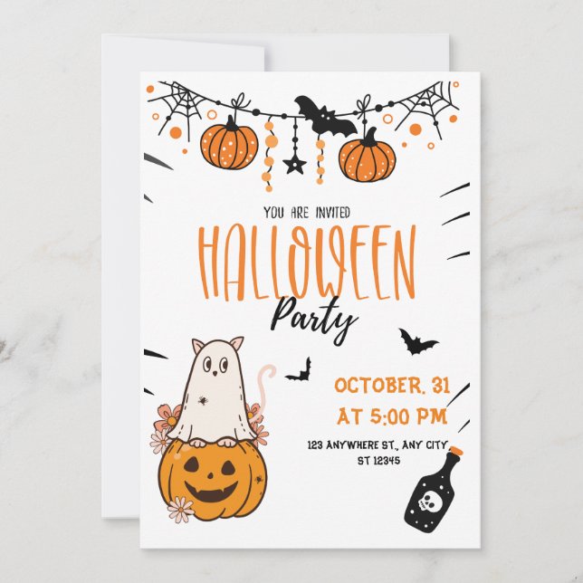 Tarjeta de invitación de Hocus Pocus Halloween (Anverso)