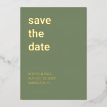 Tarjeta de Invitación de Hoja Metálica Simple Verd