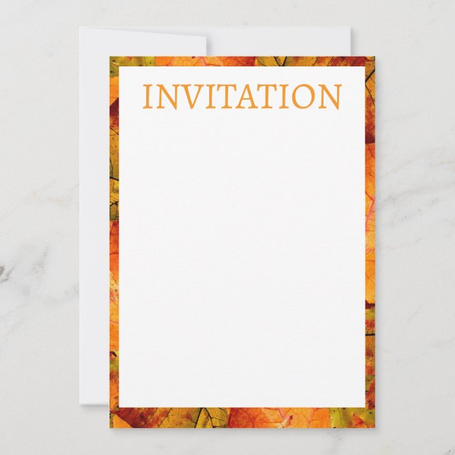 Tarjeta de invitación de hojas de otoño. (Reverso)