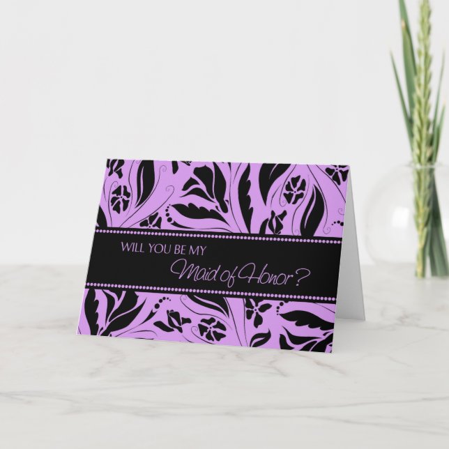 Tarjeta de invitación de honor para las flores mor (Anverso)