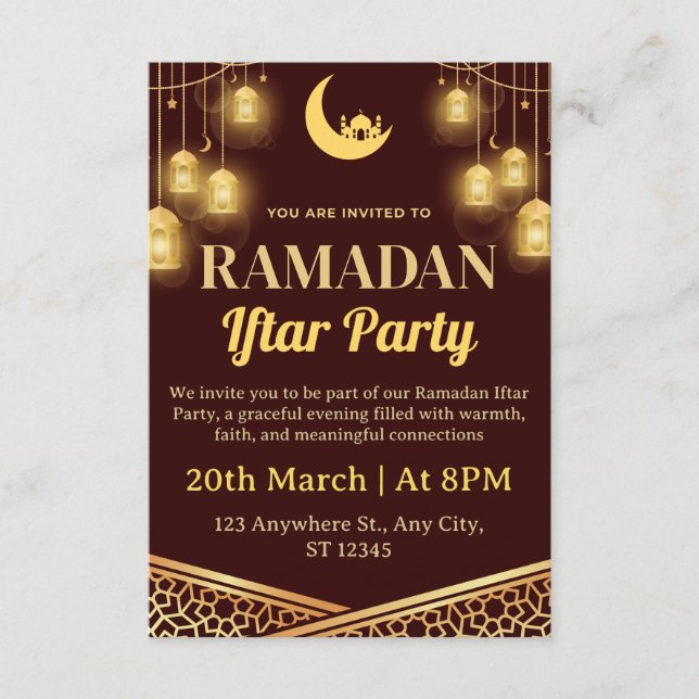 Tarjeta de invitación de Iftar de Ramadán (Anverso)