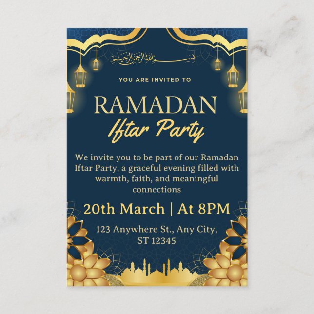 Tarjeta de invitación de Iftar de Ramadán (Anverso)