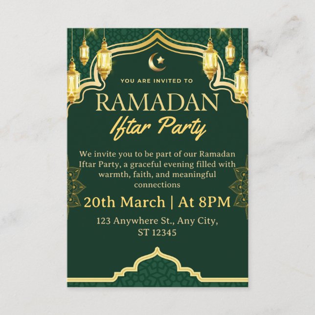 Tarjeta de invitación de Iftar de Ramadán (Anverso)