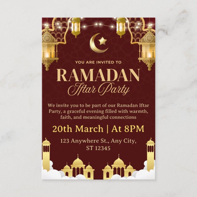 Tarjeta de invitación de Iftar de Ramadán (Anverso)