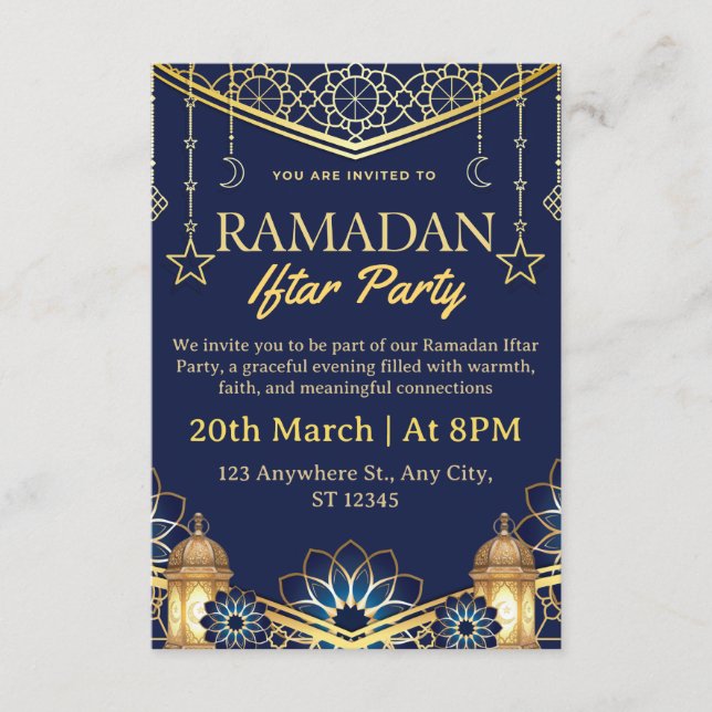 Tarjeta de invitación de Iftar de Ramadán (Anverso)
