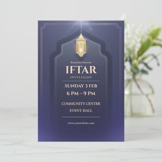 Tarjeta de invitación de Iftar elegante de Ramadan (Anverso de pie)