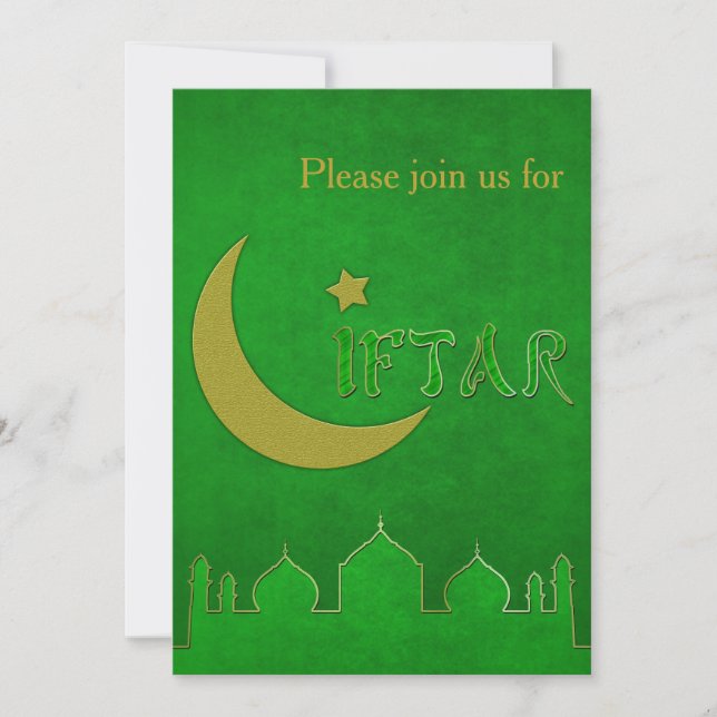 Tarjeta de invitación de Iftar - Mezquita verde do (Anverso)