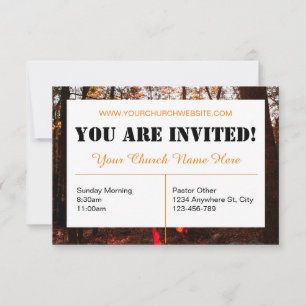 Tarjeta de Invitación de Iglesia Marrón