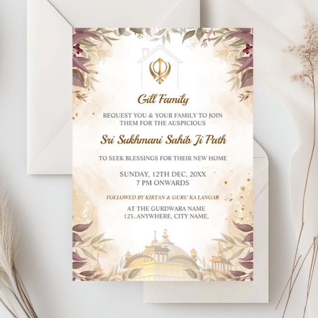Tarjeta de invitación de inauguración de casa Sikh (Subido por el creador)
