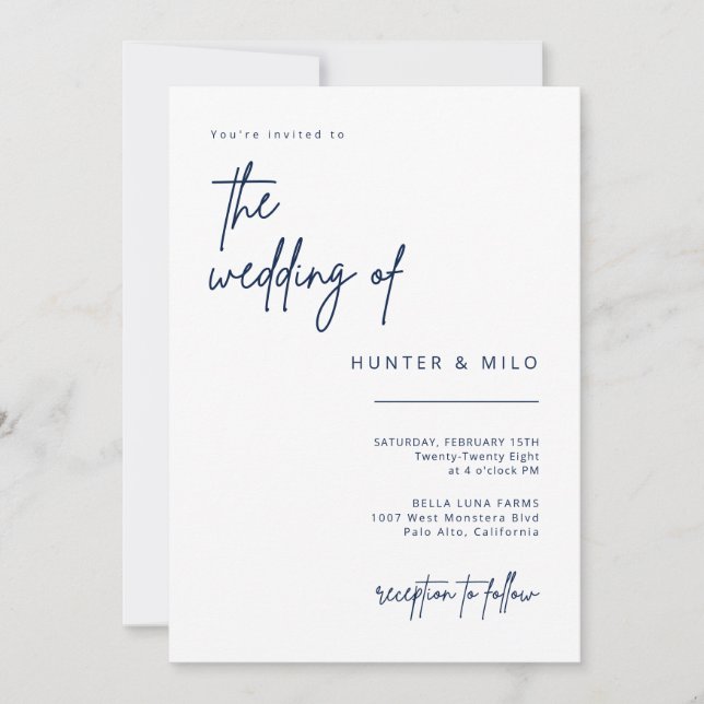 Tarjeta de Invitación de invitación a la boda de s (Anverso)