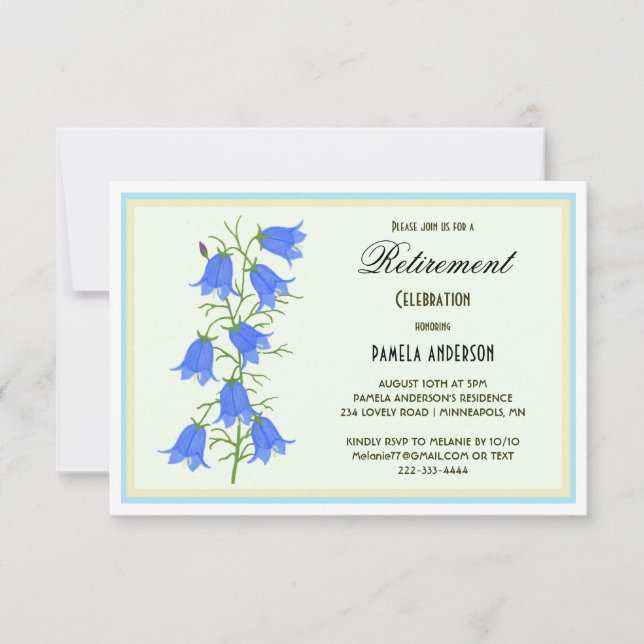 Tarjeta de Invitación de Jubilación Lovely Bluebel (Anverso)